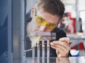 An employee of Glen Dimplex Precisioon Kooling can be seen soldering a chiller component.