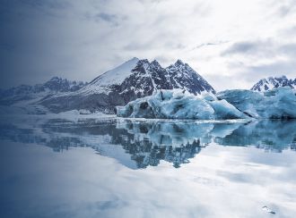 Iceberg in an arctic landscape